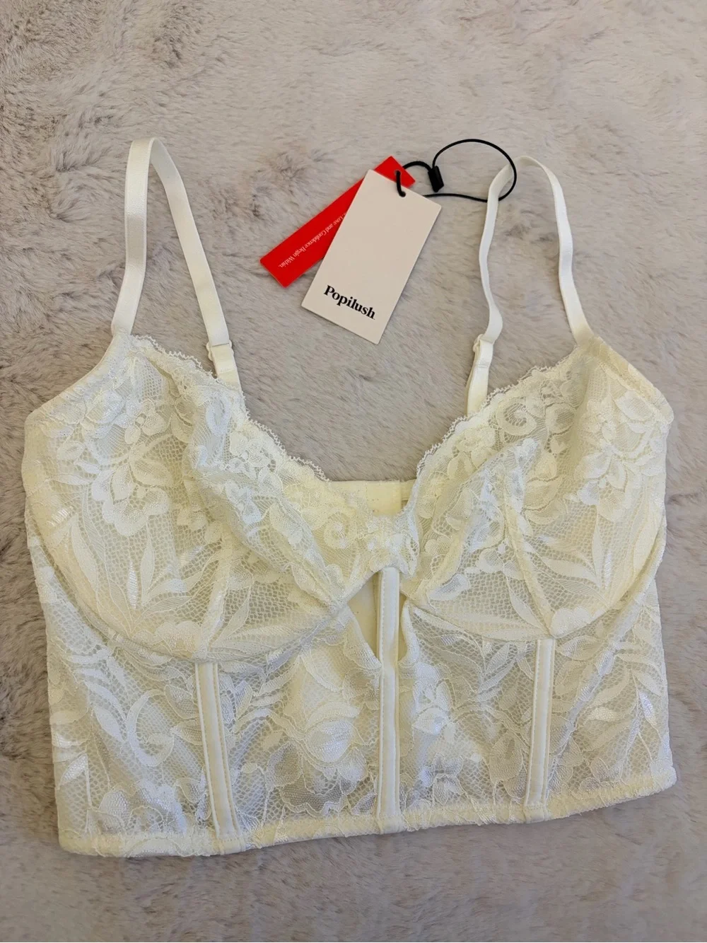 NWT Popilush Lace Longline Underwire Bralette Corset Top Shapewear Bustier XS